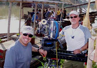 Ron and Danny McDonough on the Ping River in northern Thailand shooting <b>Rambo IV: Pearl of the Cobra