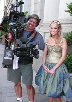 Ron and Carry Underwood in downtown Los Angeles shooting a music video